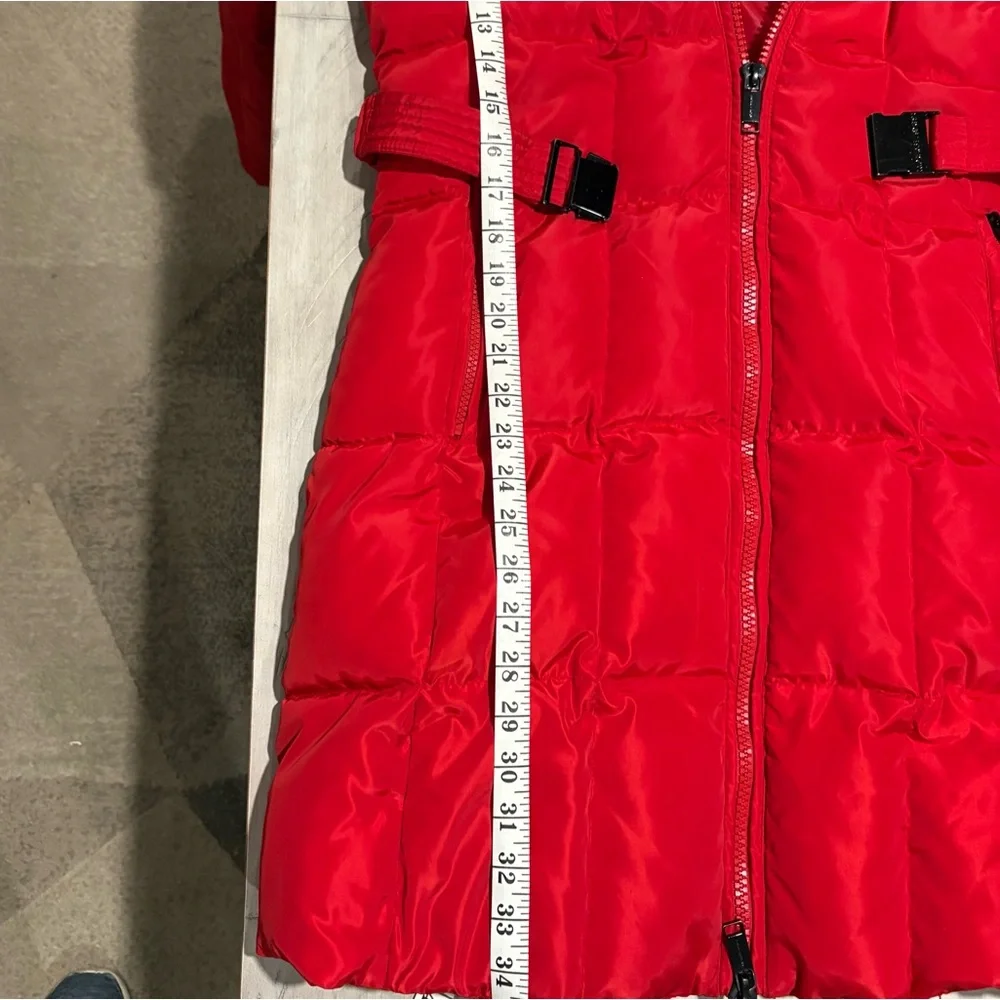 Michael Michael Kors Red Belted Long Puffer Coat Sz. Medium